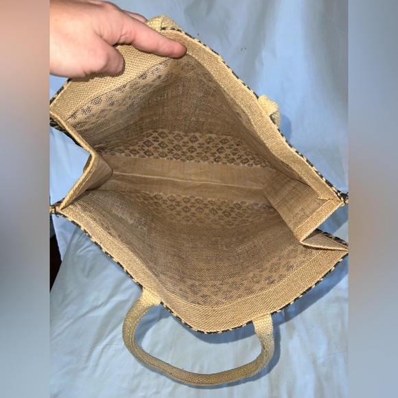 New Magnolia Home by Joanna Gaines black print burlap large tote bag - Picture 5 of 9